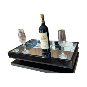 Bandeja Espelhada Decorativa Laqueada de Vidro para Sala Luxo:preta