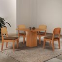 Ver imagem 1 de Mesa de Jantar Eloise 90cm Tampo Mdf 4 Cadeiras Moderna Veludo Marrom/naturalle