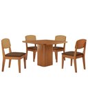 Ver imagem 2 de Mesa de Jantar Eloise 90cm Tampo Mdf 4 Cadeiras Moderna Veludo Marrom/naturalle
