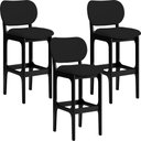 Ver imagem 1 de Kit 03 Banquetas Alta Para Cozinha Madeira Fixa Betta L02 Preto Corano Preto - Lyam Decor