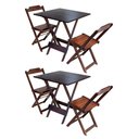 Ver imagem 1 de Kit 2 Conjuntos de Mesa Dobravel com 2 Cadeiras de Madeira 70x70 - Imbuia
