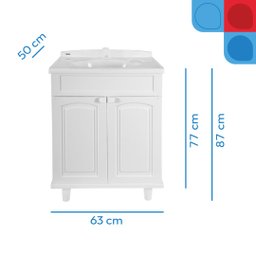 Gabinete para Banheiro em Plástico com Lavatório Clássica sem Torneira - 4 Gabinete para Banheiro em Plástico com Lavatório Clássica sem Torneira - 4