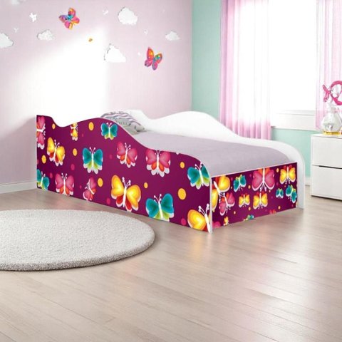 Cama Solteiro Glow Borboleta Solteiro com Colchão