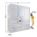 Ver imagem 5 de Guarda-Roupa 3 Portas de Correr 9 Gavetas com Espelho Branco Meridian Gold