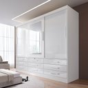 Ver imagem 1 de Guarda-Roupa 3 Portas de Correr 9 Gavetas com Espelho Branco Meridian Gold