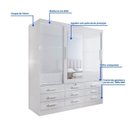 Ver imagem 6 de Guarda-Roupa 3 Portas de Correr 9 Gavetas com Espelho Branco Meridian Gold