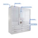 Ver imagem 6 de Guarda-Roupa 3 Portas de Correr 9 Gavetas com Espelho Branco Meridian Gold