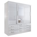 Ver imagem 2 de Guarda-Roupa 3 Portas de Correr 9 Gavetas com Espelho Branco Meridian Gold