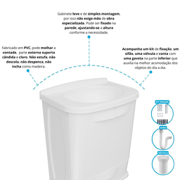Gabinete para Banheiro em Plástico com Lavatório Fit Astra sem Torneira - 5