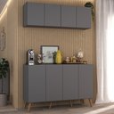 Ver imagem 2 de Conjunto Cantinho do Café Retrô Armário e Aparador 4 Portas Multimóveis Mp1084 Grafite/natural