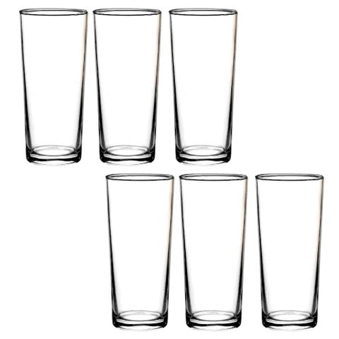 Conjunto 6 Copos Longo de Vidro Jogo Novara 260ml Clink