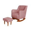 Ver imagem 2 de Poltrona Amamentação C / Balanço Cadeira Descanso Aquila com Puff Veludo Rosa - Twdecora