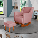 Ver imagem 1 de Poltrona Amamentação C / Balanço Cadeira Descanso Aquila com Puff Veludo Rosa - Twdecora