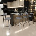 Ver imagem 2 de Kit 06 Banquetas Baixa para Cozinha Sala de Jantar Bancada Milão L02 Linho Cinza Escuro - lyam