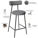 Ver imagem 4 de Kit 06 Banquetas Baixa para Cozinha Sala de Jantar Bancada Milão L02 Linho Cinza Escuro - lyam