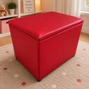 Ver imagem 1 de Puff Baú Banqueta Retangular Organizar e Decorar 55cm Vermelho