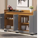 Ver imagem 3 de Aparador Buffet Cinza Espaçoso Moderno com 4 Portas para Sala Escritório Rl
