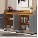 Ver imagem 3 de Aparador Buffet Cinza Espaçoso Moderno com 4 Portas para Sala Escritório Rl