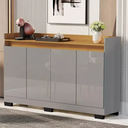 Ver imagem 1 de Aparador Buffet Cinza Espaçoso Moderno com 4 Portas para Sala Escritório Rl