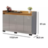 Aparador Buffet Cinza Espaçoso Moderno com 4 Portas para Sala Escritório Rl - 4