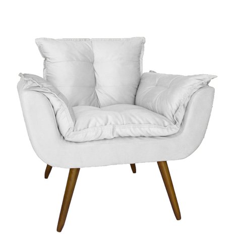 Poltrona Decorativa Para Sala E Recepção Opala Corano Branco - LM DECOR