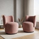 Ver imagem 1 de Kit 2 Poltronas Orgânica Lia Giratória Boucle Redonda Luxo Moderna Penteadeira Sala Espera Recepção: