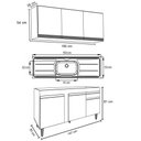 Ver imagem 4 de Armário Aéreo Argélia e Balcão Gabinete com Pia Inox 150cm Dakota Castanho/Cinza - Lumil