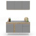 Ver imagem 7 de Armário Aéreo Argélia e Balcão Gabinete com Pia Inox 150cm Dakota Castanho/Cinza - Lumil