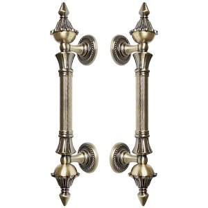 Puxador Duplo Classic 260mm Bronze Antigo Porta Pivotante Correr Passagem Madeira Vidro Rústico