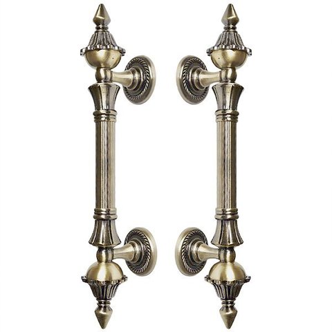 Puxador Duplo Classic 260mm Bronze Antigo Porta Pivotante Correr Passagem Madeira Vidro Rústico