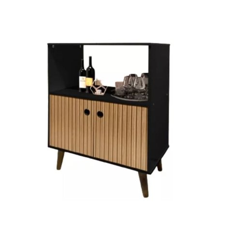 Aparador Buffet Aparador Cantinho do Café Balcão Canadá:preto Ripado 3d