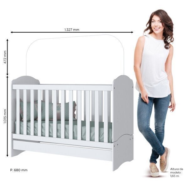 Quarto de Bebê Completo com Guarda-Roupa 3 Portas, Cômoda e Berço Bala de Menta Henn Flex Color - 15