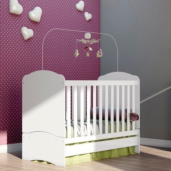 Quarto de Bebê Completo com Guarda-Roupa 3 Portas, Cômoda e Berço Bala de Menta Henn Flex Color - 7