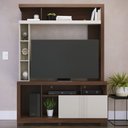 Ver imagem 1 de Estante Painel para Tv 50 Pol 136cm Efraim C04 Nogueira Real Off White Matte - Lyam Decor