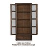 Cristaleira Retrô Madeira Maciça 2 Portas Vidro 1 Gaveta Imbuia Asena Shop JM - 3