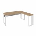 Ver imagem 3 de Mesa L Escritório Industrial 1,70m X 0,70m Pés Metal F5 Cor:macadâmia com Branco