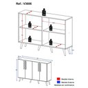 Ver imagem 5 de Aparador Buffet 4 Portas Retrô Viena Multimóveis V3606 Branco/Preto