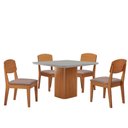 Ver imagem 2 de Mesa de Jantar Eloise 90cm Tampo Mdf 4 Cadeiras Copper Linho Capuccino/nat/off/serig. Off