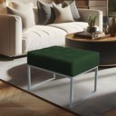 Ver imagem 2 de Puff Lisa Suede Verde Base Metálica Industrial Prata - Pallazio