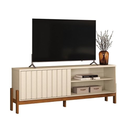Rack Bancada para TV New Aurora 75" 188cm MDP Pérola Metalizado-Canela Möbler