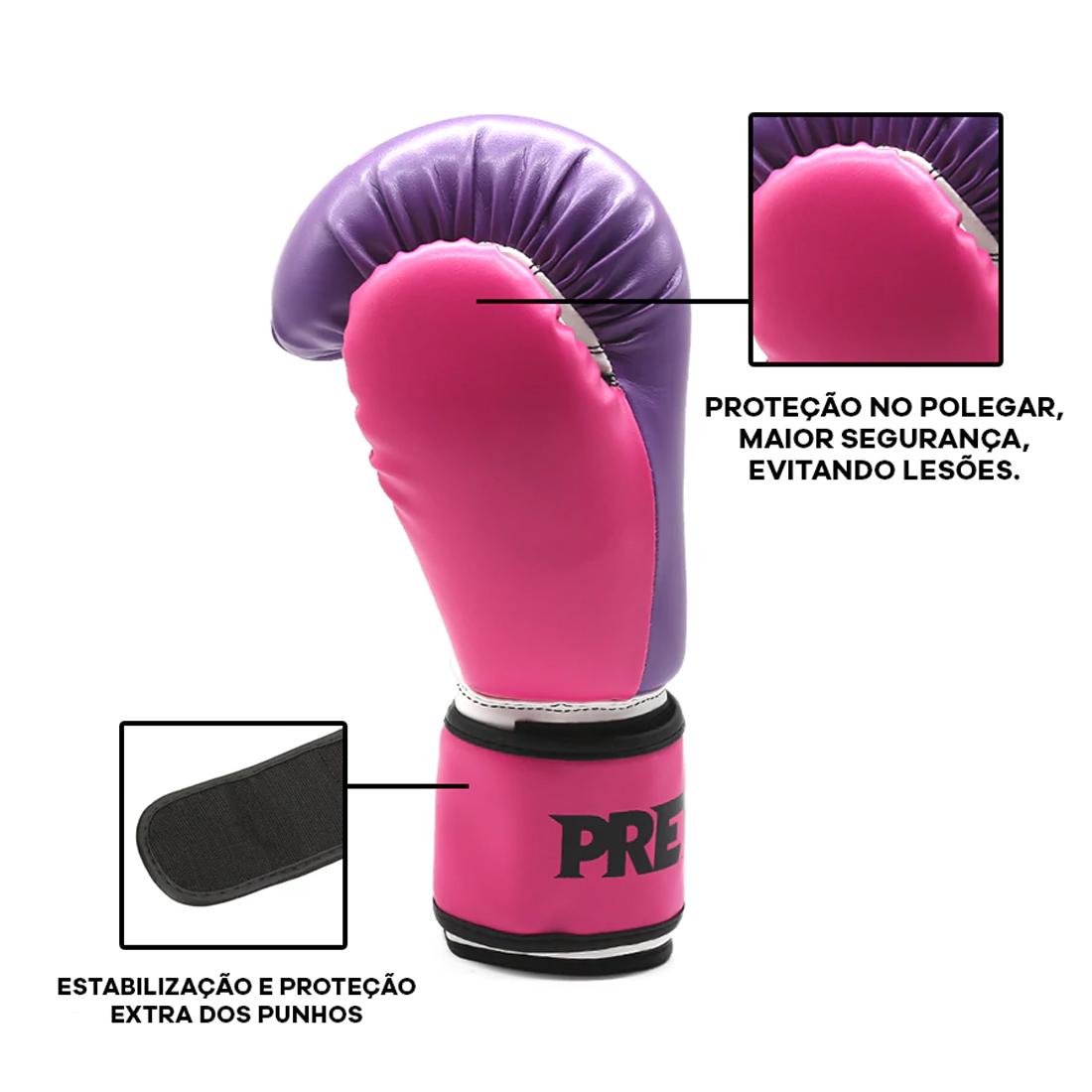 Luva de Boxe e Muay Thai First 14OZ Pretorian - Roxo/Rosa - 2