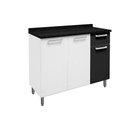 Ver imagem 1 de Gabinete P/ Pia Cozinha Balcão C/ Tampo Múltipla 6112 C/ 3 Portas e 1 Gaveta 105cm Branco/preto -