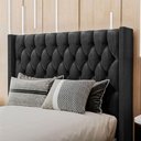 Ver imagem 1 de Cabeceira Estofada Solteiro 90 Cm Pérola Veludo Preto