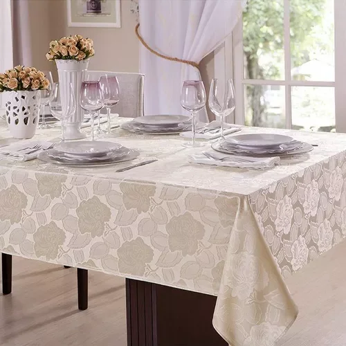 Toalha de Mesa 6 Lugares Jacquard 200x135 Admirare - Champagne - 2