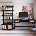 Ver imagem 1 de Escrivaninha com Estante Minimalista 2 Gavetas MDP 139cm Nero Artesano Móveis