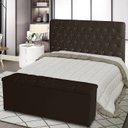 Ver imagem 3 de Kit Cabeceira de Cama Box e Calçadeira Baú Paris King 195 Cm Capitonê Suede Marrom Eli Móveis