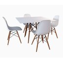 Ver imagem 1 de Sala De Jantar Mesa Quadrada Com 4 Cadeiras Brancas 90Cm Cor: Branco