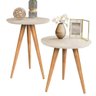 Mesinha Lateral e Apoio Decorativa Pés de Madeira: Off White - 1