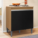 Ver imagem 2 de Balcão para Cooktop Andréia 2 Portas - Amendoa/preto Ajl