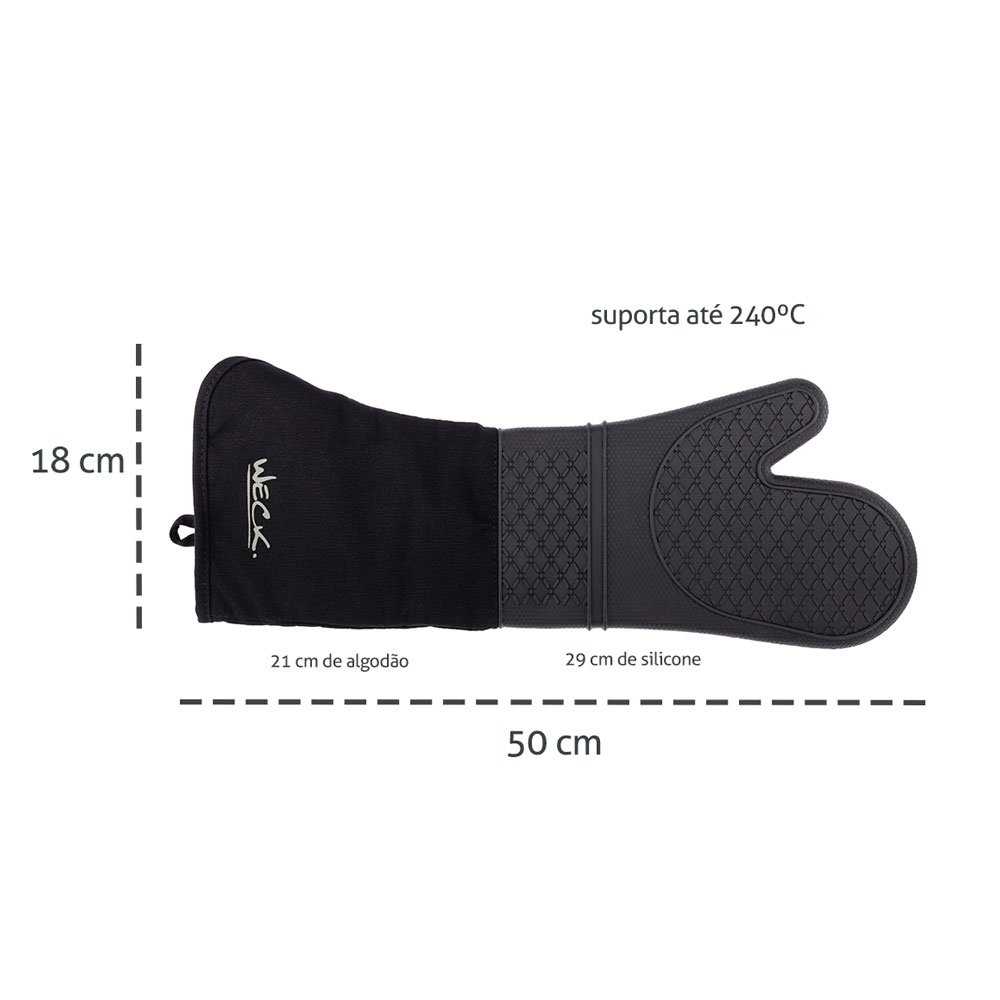 Luva Termica e Espatula Silicone Profissional Cabo Longo Kit Cozinha - 3